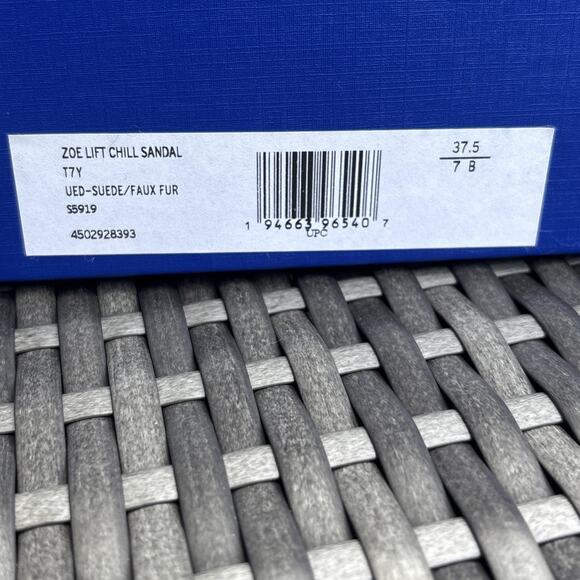 New Stuart Weitzman Zoe Lift Chill Suede Fur Sandals Cream Women's US 7B/EU37.5 - Picture 10 of 10